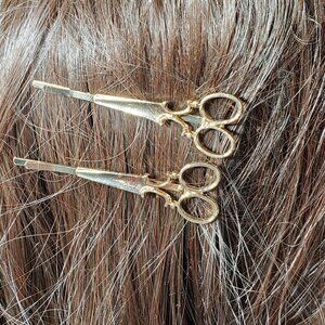 Scissors Shaped Hairpins - Set of 2 - Gold